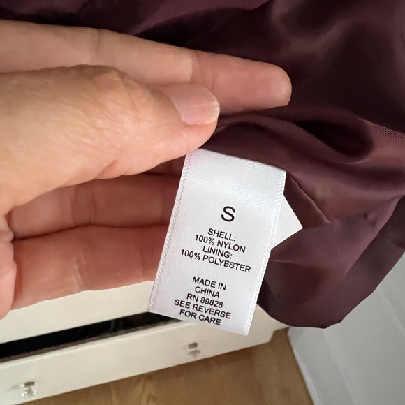 LOGO Lori Goldstein Burgundy Bomber Jacket Tiered Peplum Hem Full Zip Size Small - Picture 7 of 7